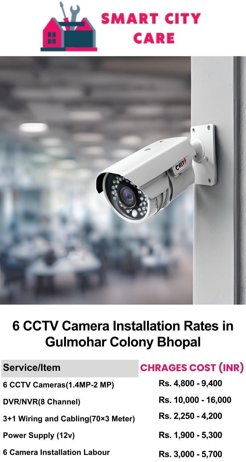 6 CCTV camera installation cost list in  Bhopal, Gulmohar Colony