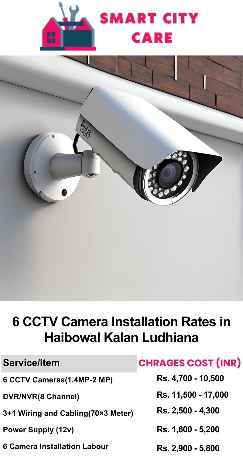 6 CCTV camera installation cost list in  Ludhiana, Haibowal Kalan