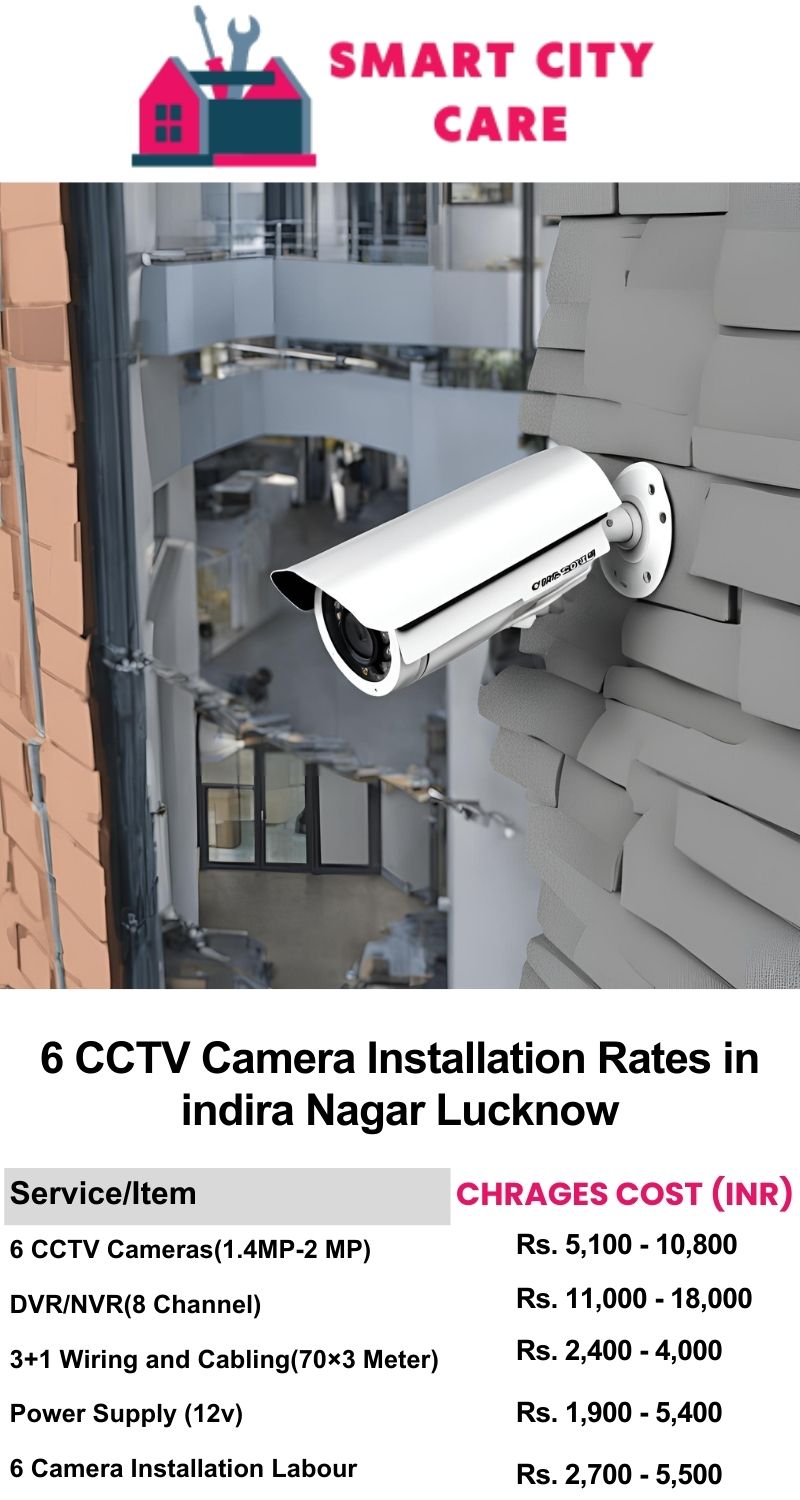 6 CCTV camera installation cost list in  Lucknow, Indira Nagar