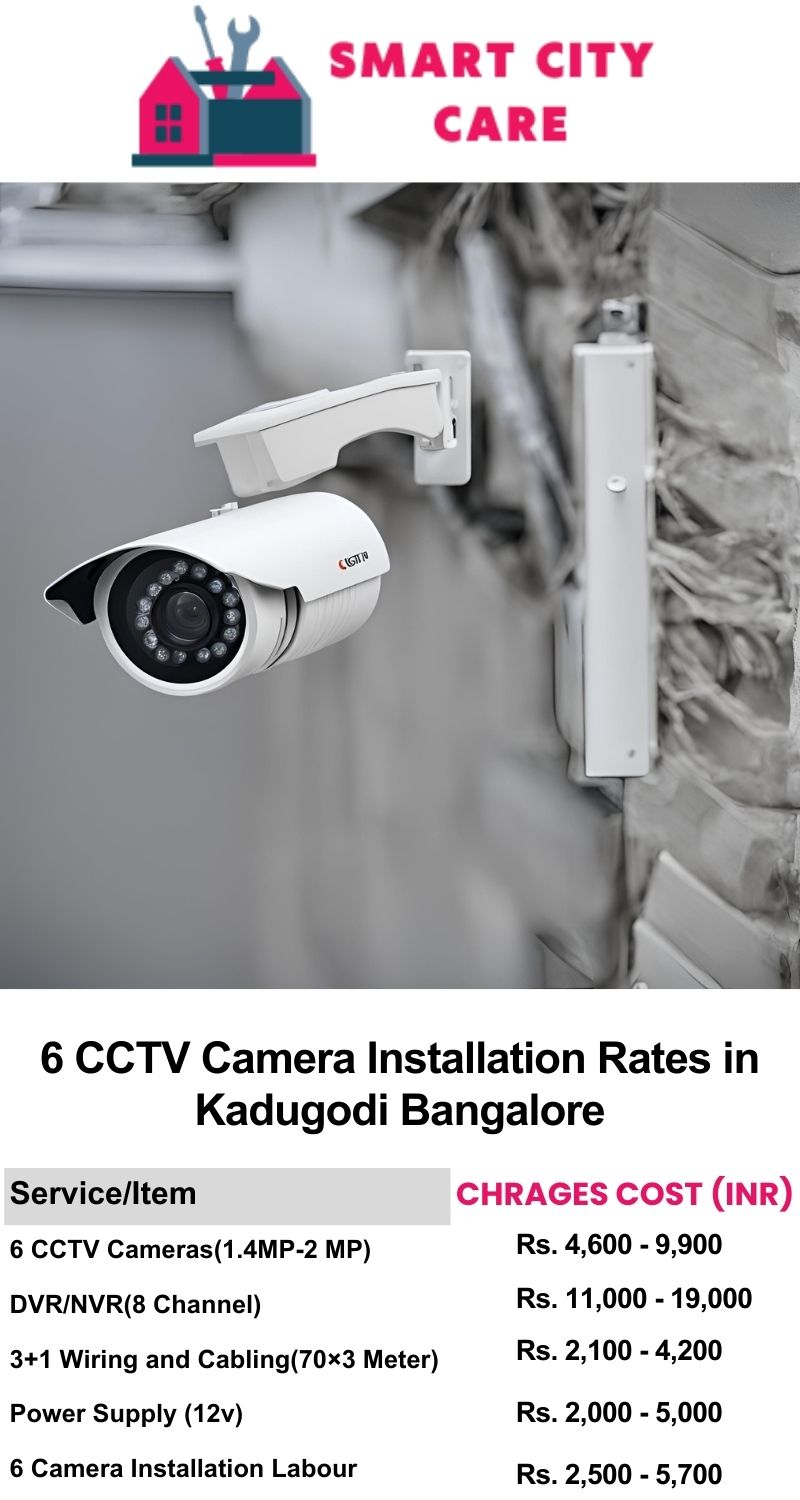 6 CCTV camera installation cost list in  Bangalore, Kadugodi