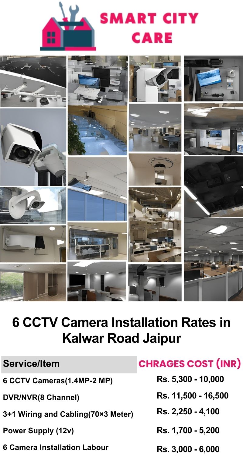 6 CCTV camera installation cost list in  Jaipur, Kalwar Road