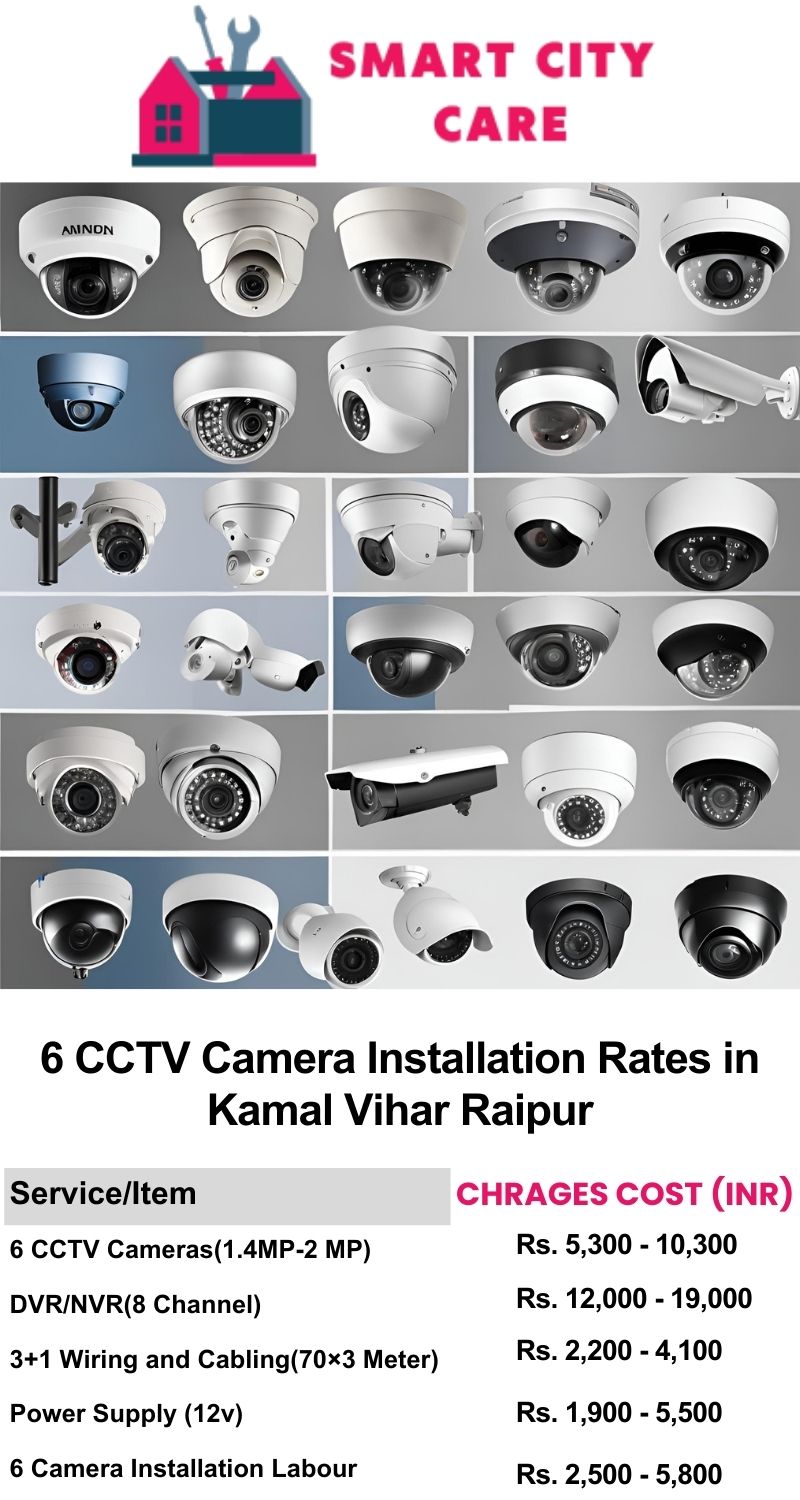 6 CCTV camera installation cost list in  Raipur, Kamal Vihar