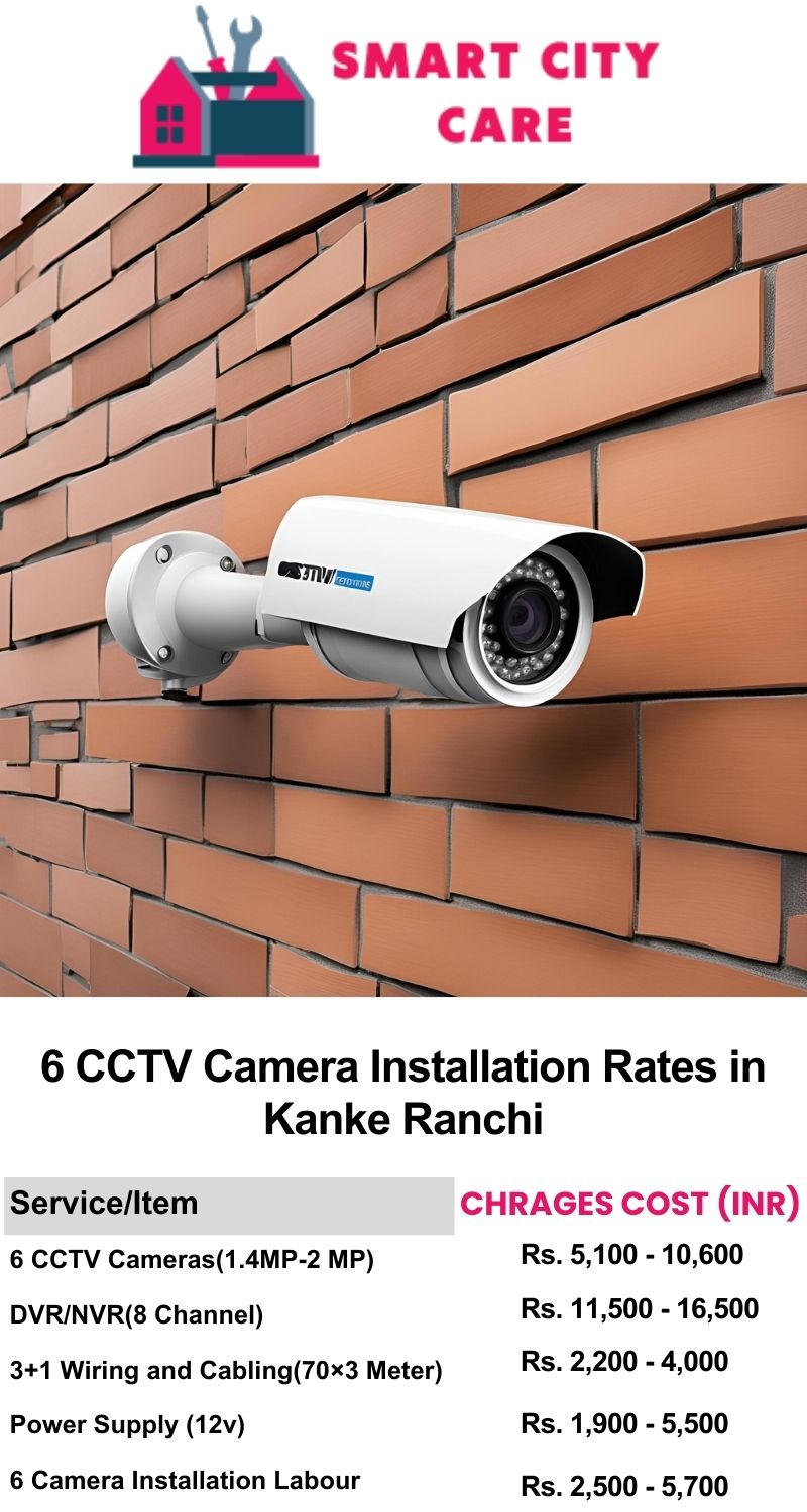 6 CCTV camera installation cost list in  Ranchi, Kanke