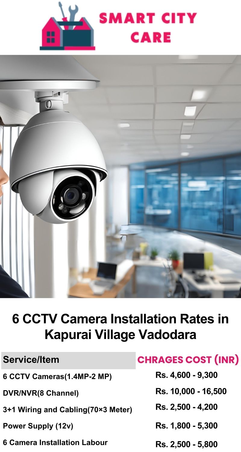 6 CCTV camera installation cost list in  Vadodara, Kapurai Village