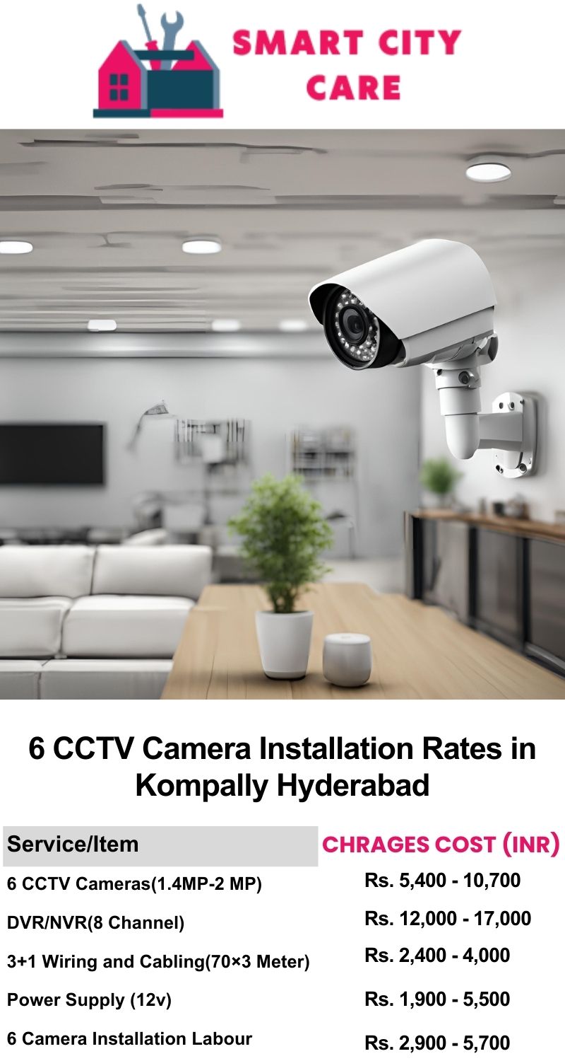 6 CCTV camera installation cost list in  Hyderabad, Kompally