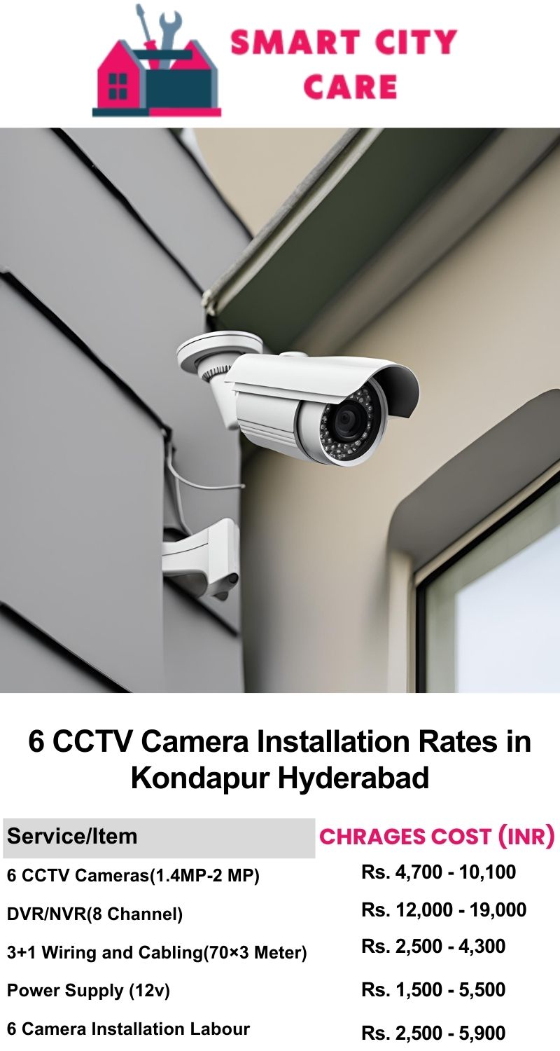 6 CCTV camera installation cost list in  Hyderabad, Kondapur