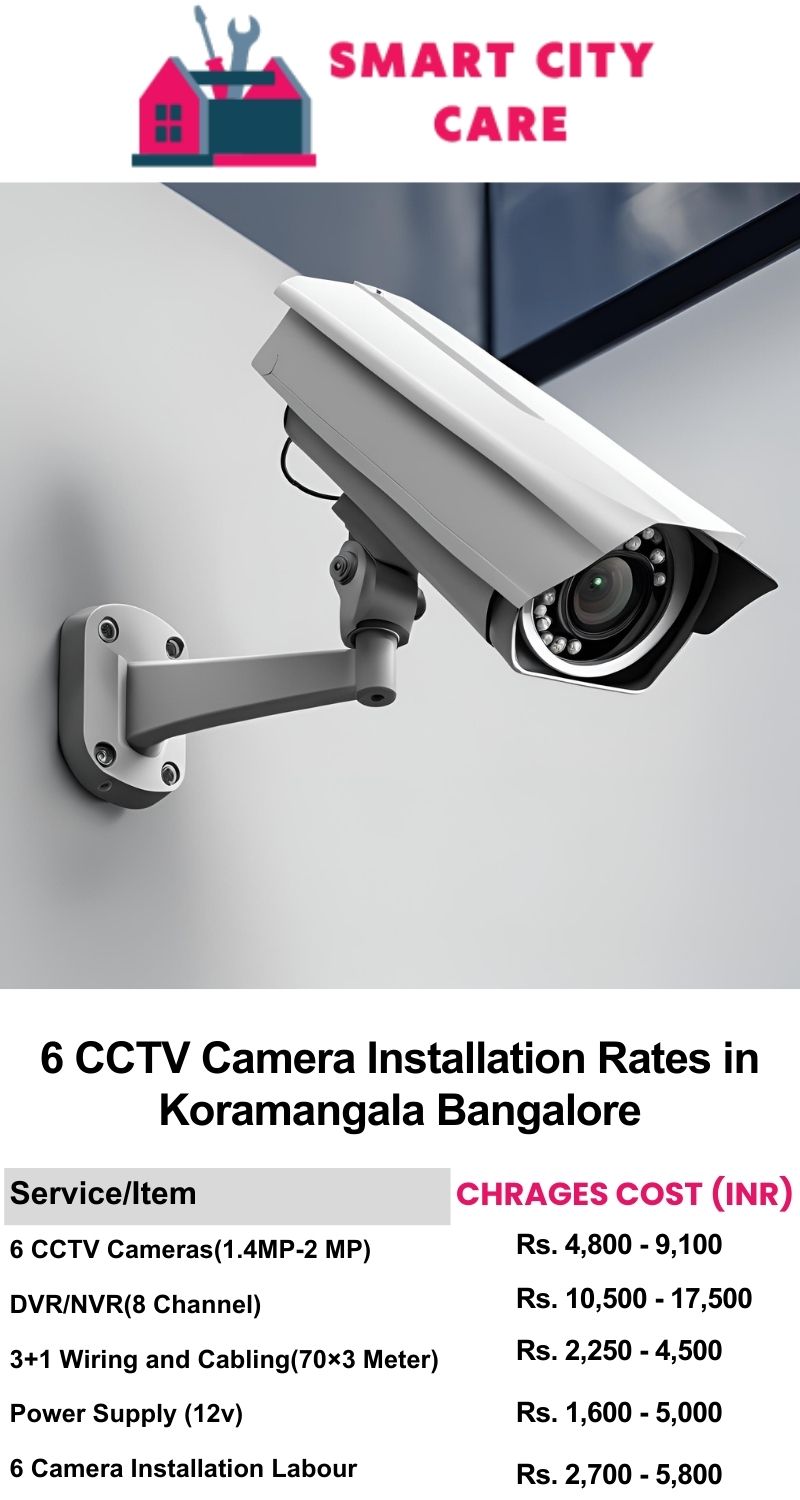 6 CCTV camera installation cost list in  Bangalore, Koramangala