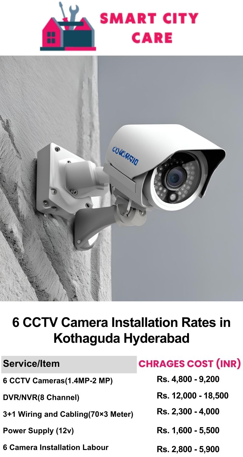 6 CCTV camera installation cost list in  Hyderabad, Kothaguda