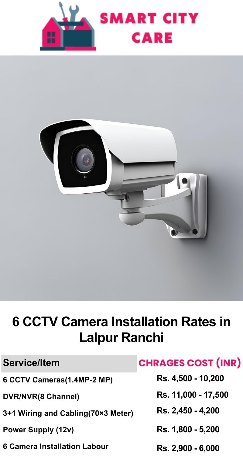 6 CCTV camera installation cost list in  Ranchi, Lalpur