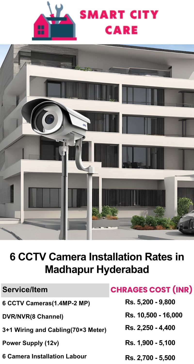 6 CCTV camera installation cost list in  Hyderabad, Madhapur