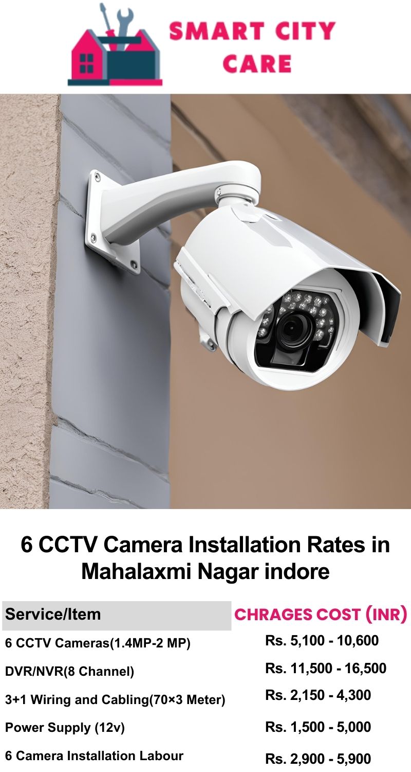 6 CCTV camera installation cost list in  Indore, Mahalaxmi Nagar