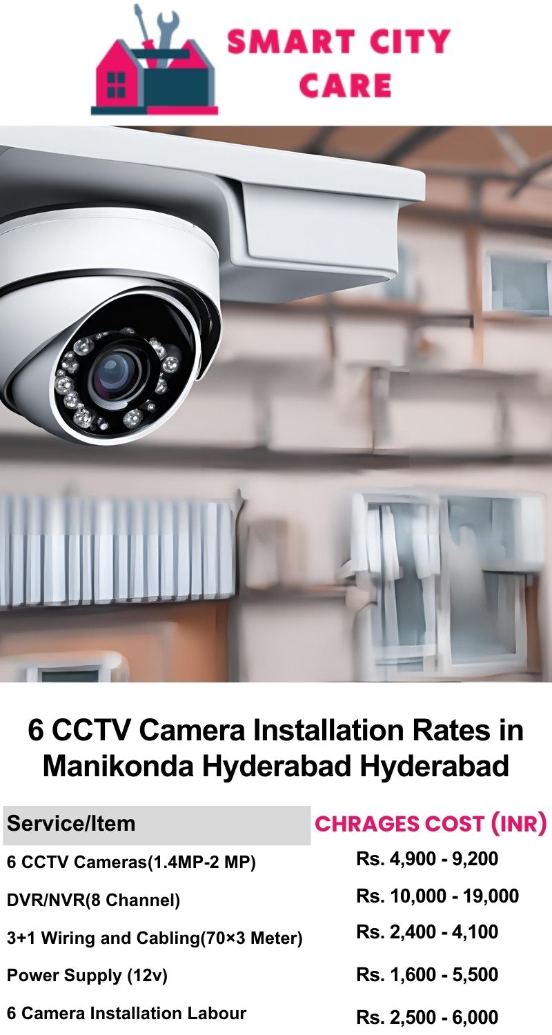 6 CCTV camera installation cost list in  Hyderabad, Manikonda, hyderabad