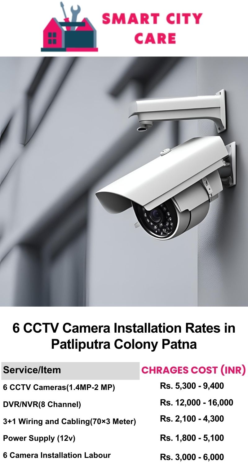 6 CCTV camera installation cost list in  Patna, Patliputra Colony