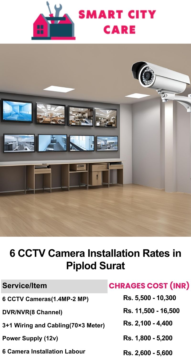 6 CCTV camera installation cost list in  Surat, Piplod