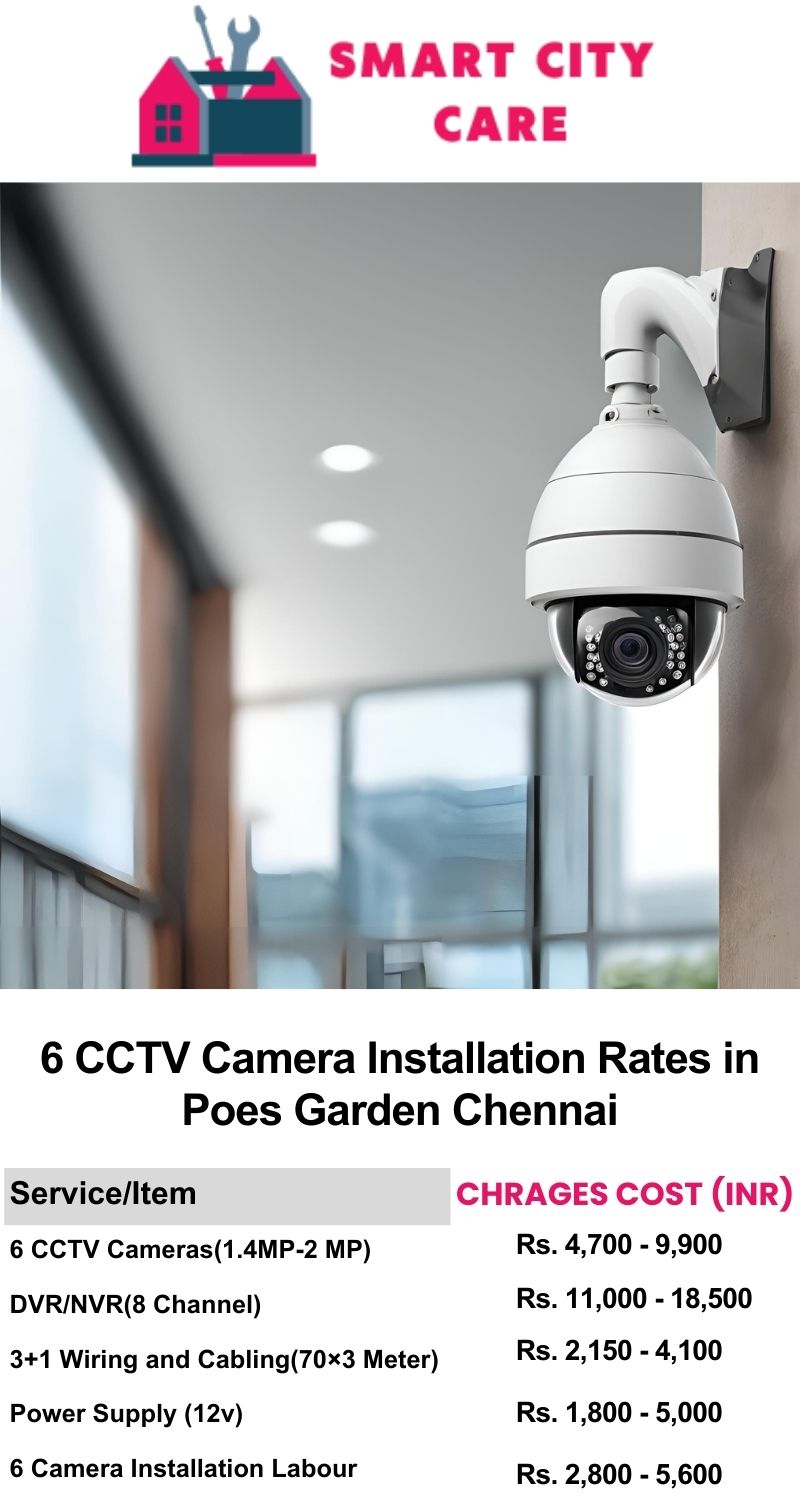 6 CCTV camera installation cost list in  Chennai, Poes Garden