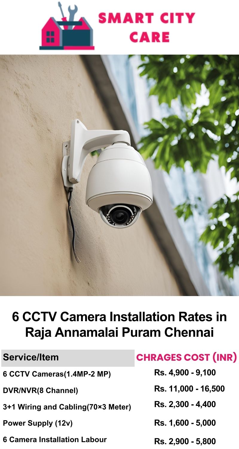 6 CCTV camera installation cost list in  Chennai, Raja Annamalai Puram