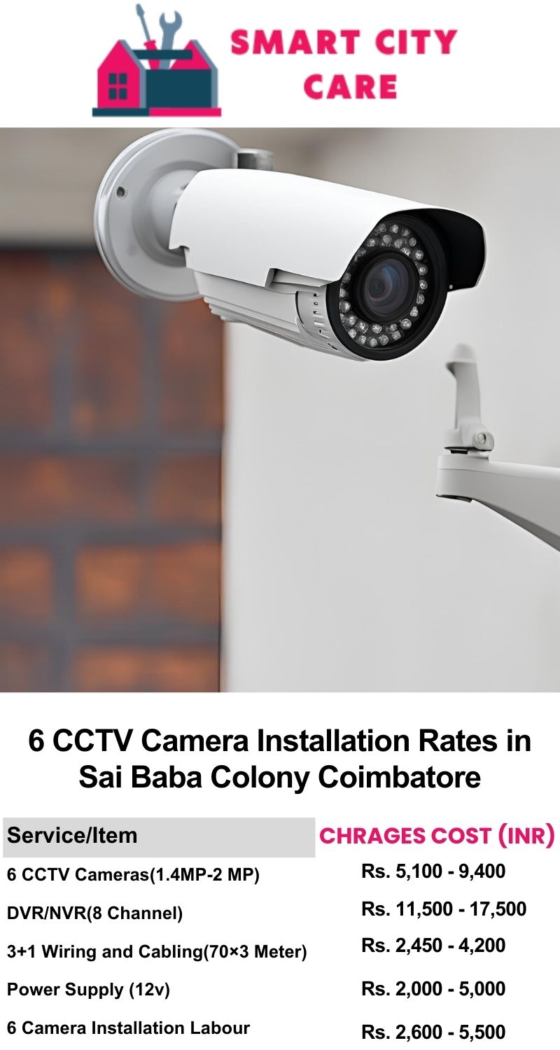 6 CCTV camera installation cost list in  Coimbatore, Sai Baba Colony