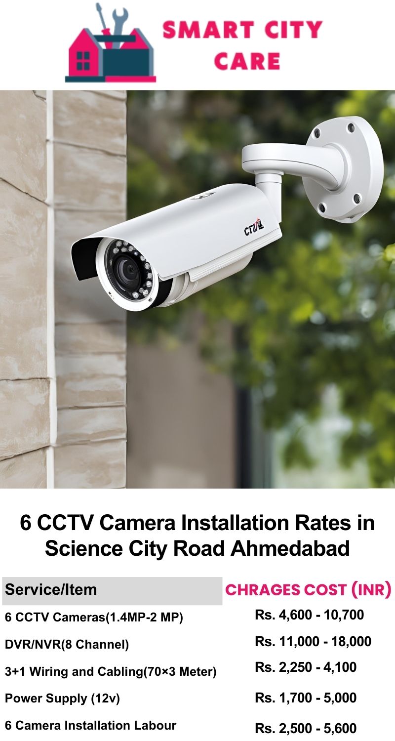 6 CCTV camera installation cost list in  Ahmedabad, Science City Road