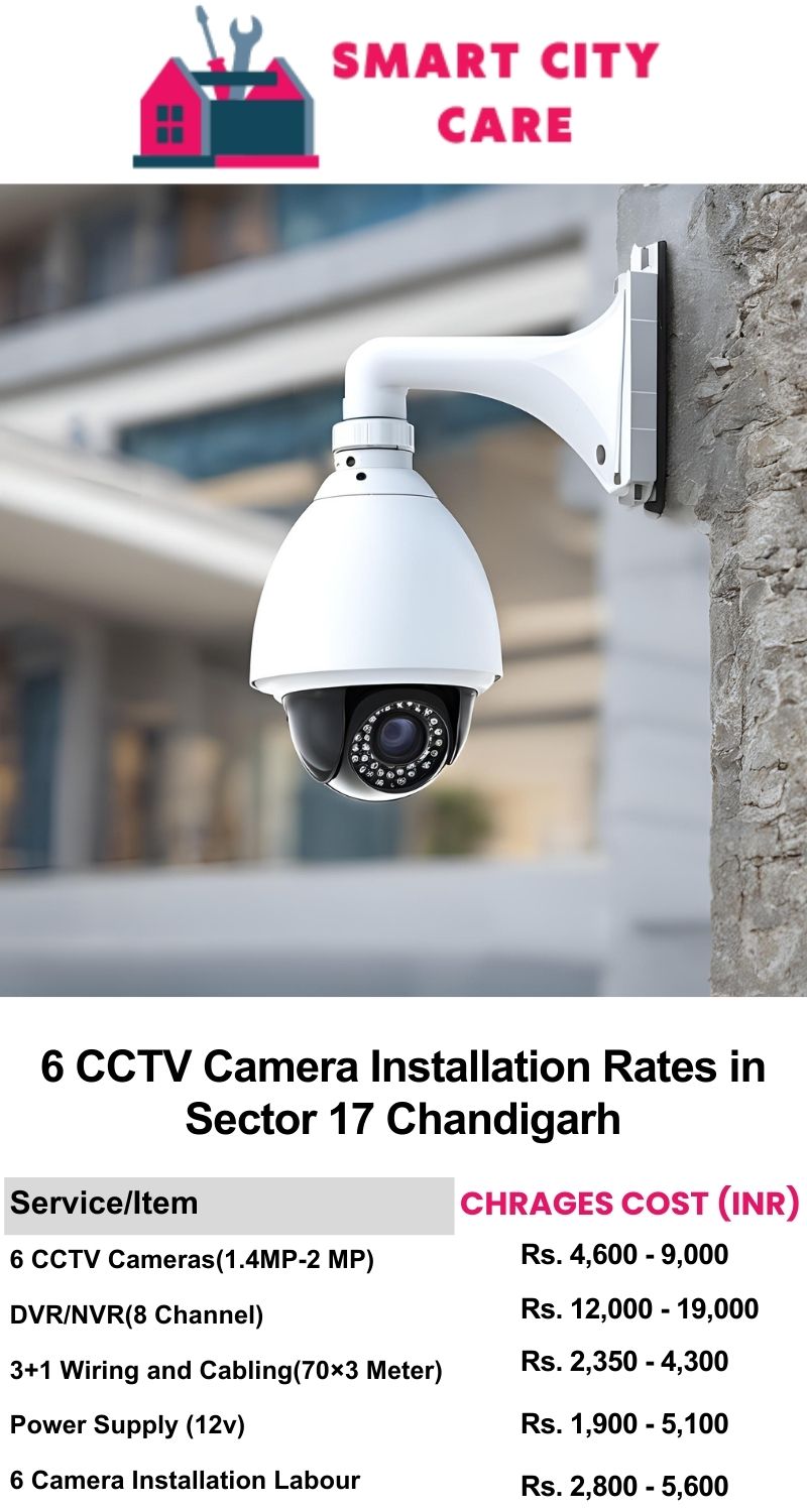 6 CCTV camera installation cost list in  Chandigarh, Sector 17