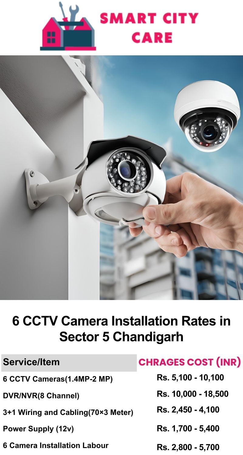 6 CCTV camera installation cost list in  Chandigarh, Sector 5