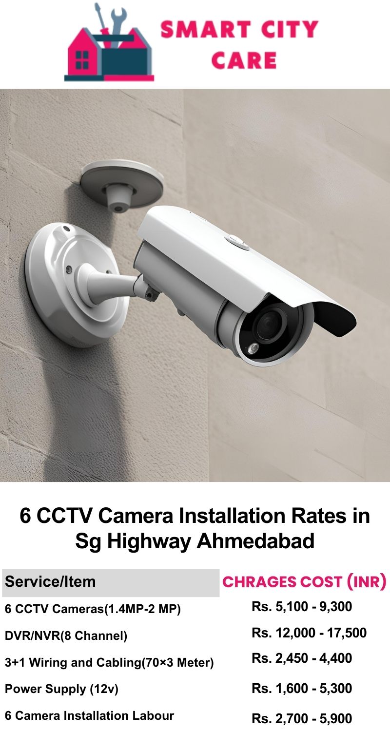 6 CCTV camera installation cost list in  Ahmedabad, SG Highway