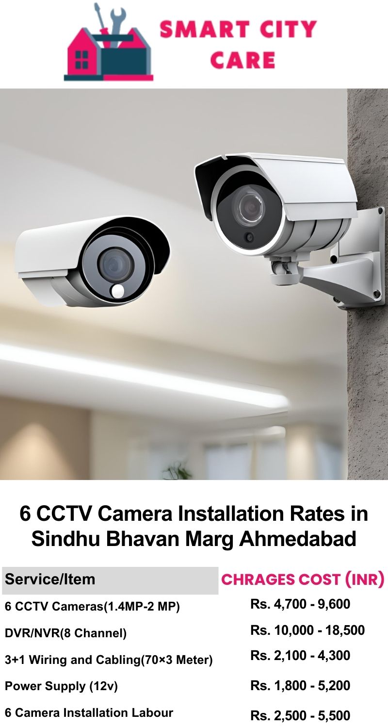 6 CCTV camera installation cost in Sindhu Bhavan Marg