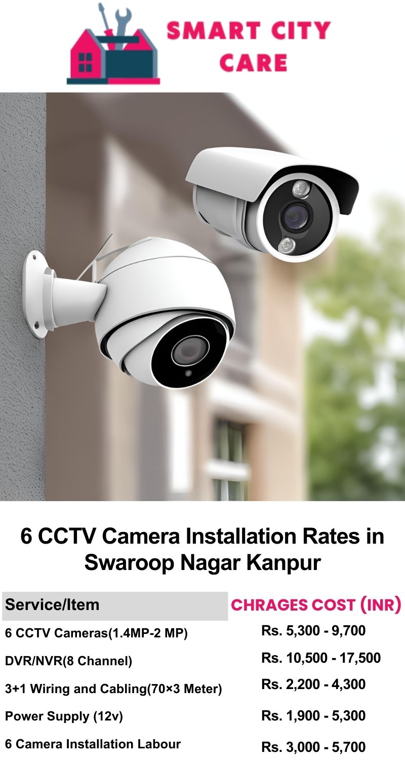 6 CCTV camera installation cost list in  Kanpur, Swaroop Nagar