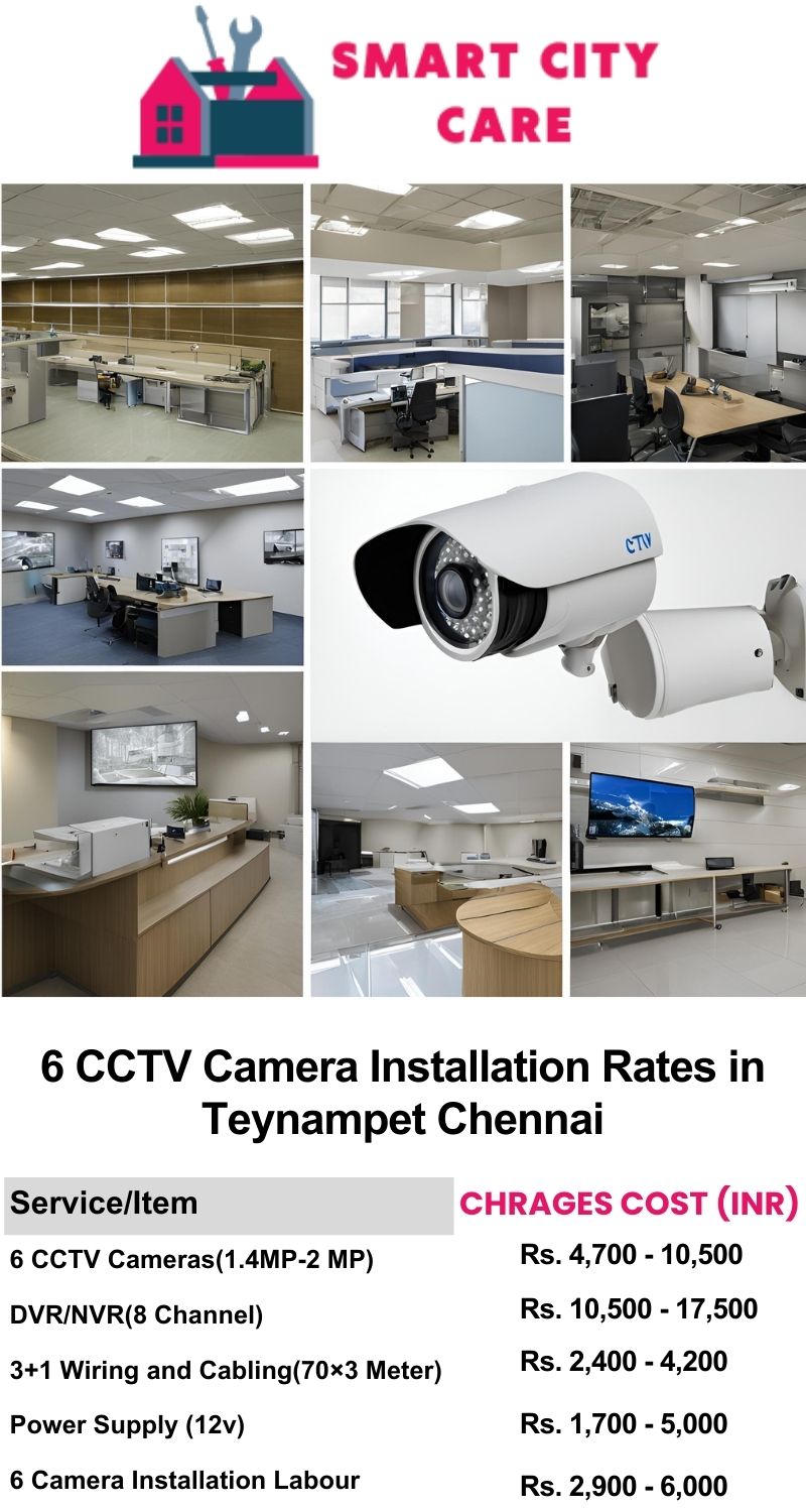 6 CCTV camera installation cost list in  Chennai, Teynampet