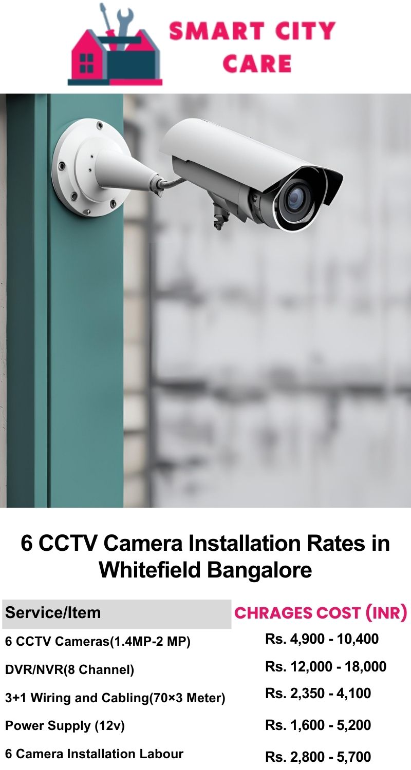 6 CCTV camera installation cost list in  Bangalore, Whitefield