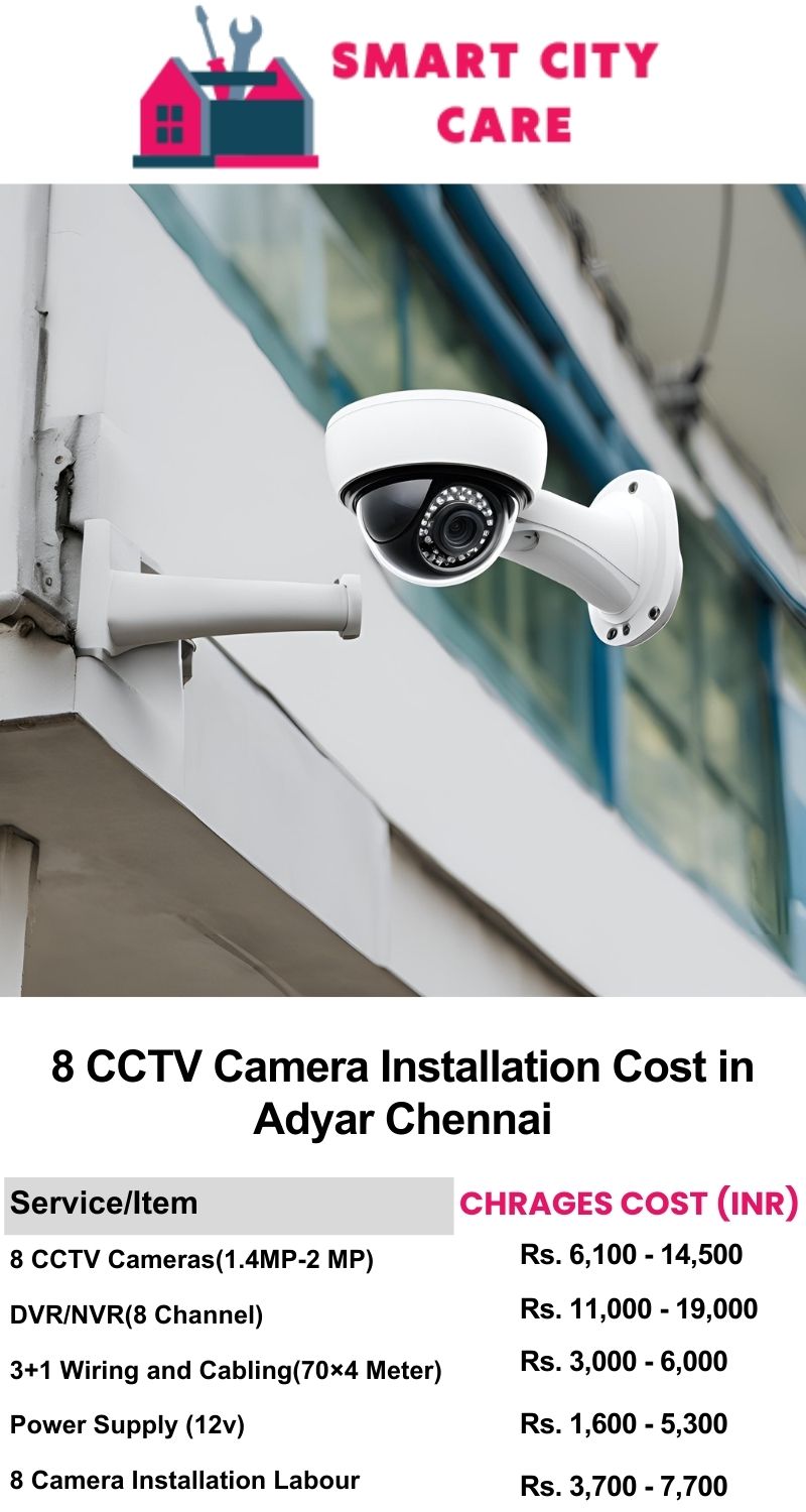 8 CCTV camera installation cost list in  Chennai, Adyar