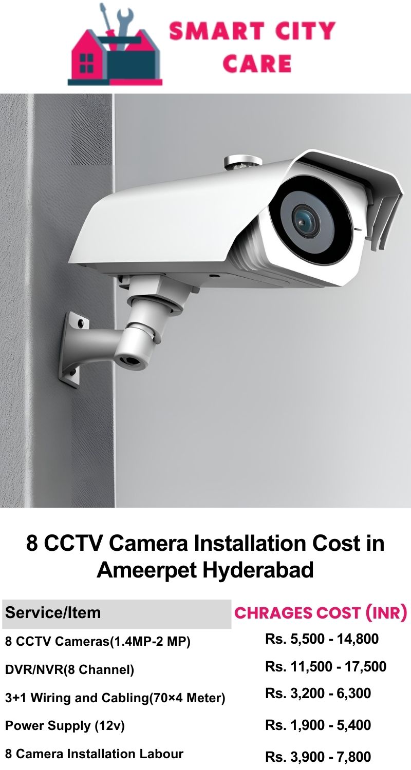 8 CCTV camera installation cost list in  Hyderabad, Ameerpet