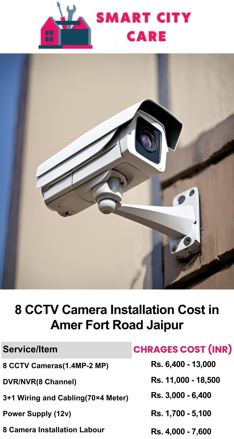 8 CCTV camera installation cost list in  Jaipur, Amer Fort Road