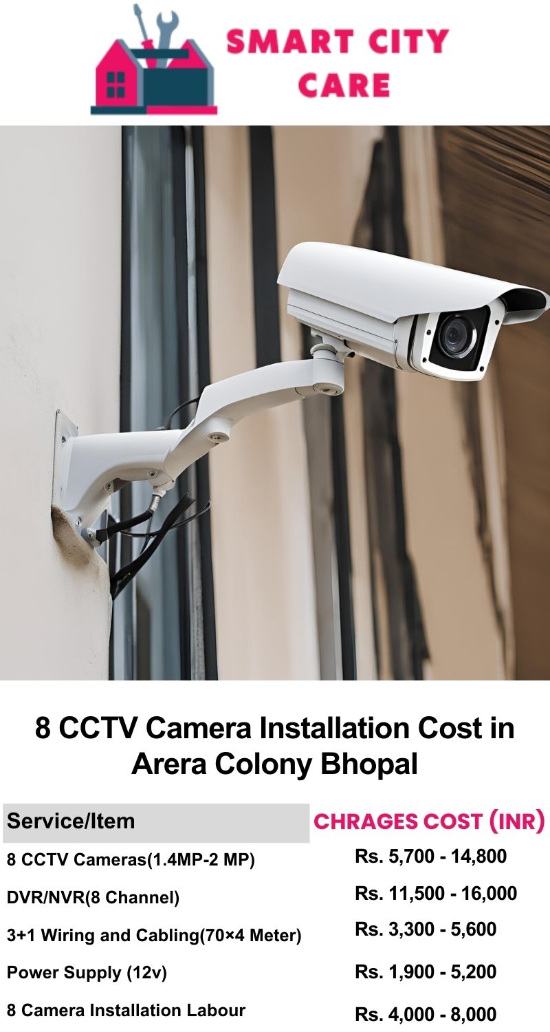 8 CCTV camera installation cost list in  Bhopal, Arera Colony