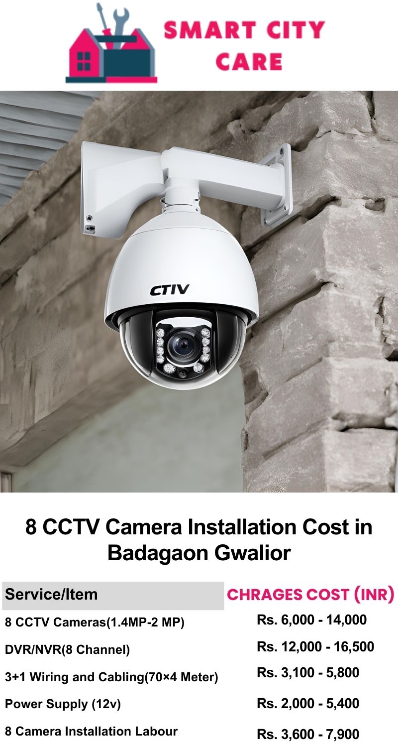 8 CCTV camera installation cost list in  Gwalior, Badagaon