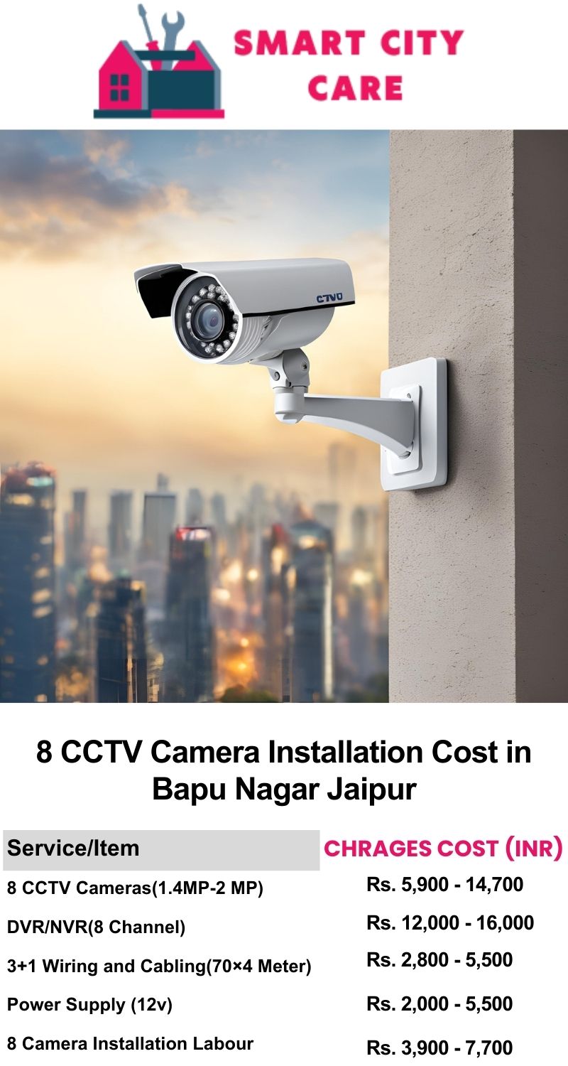 8 CCTV camera installation cost list in  Jaipur, Bapu Nagar