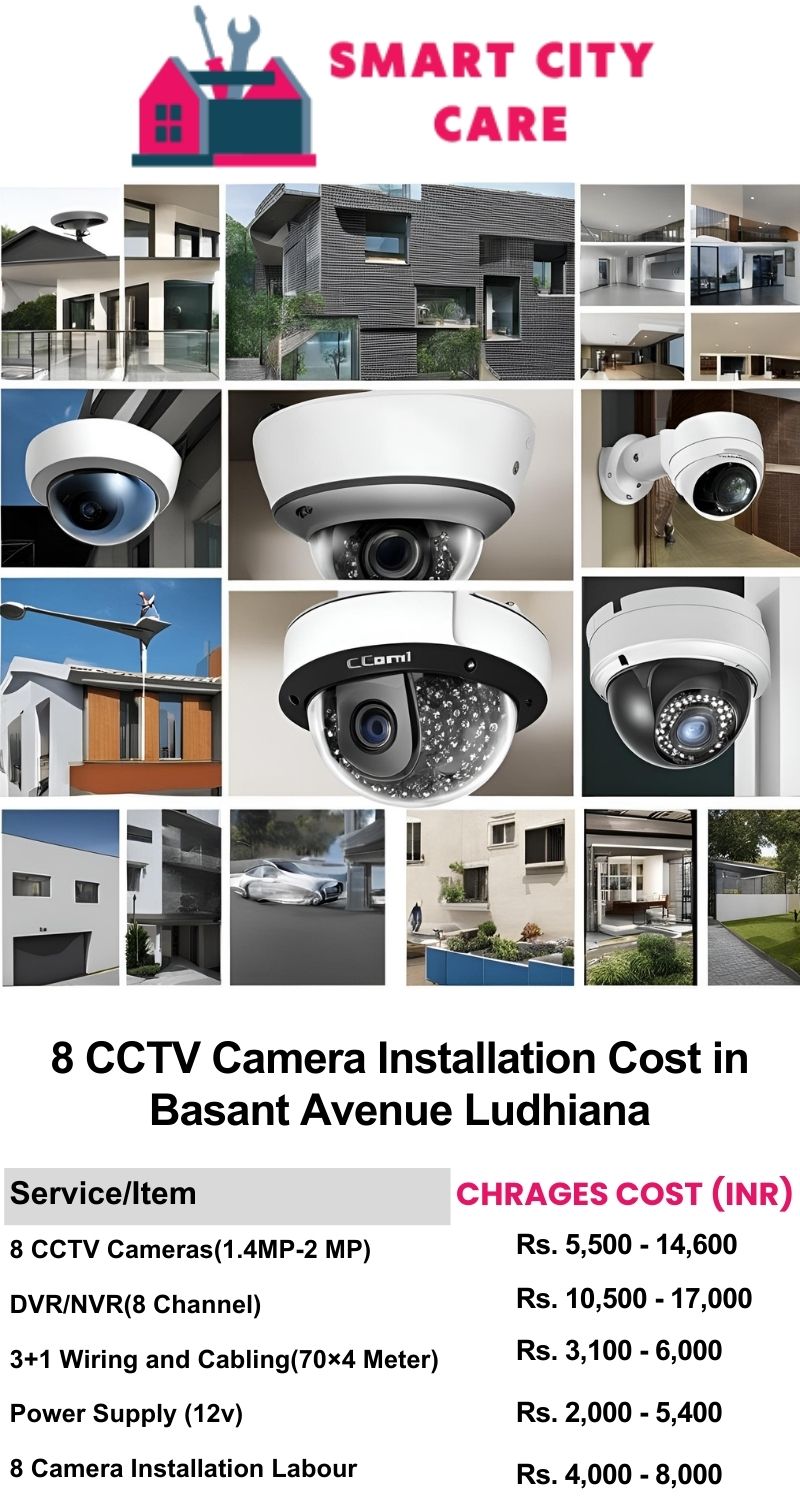 8 CCTV camera installation cost list in  Ludhiana, Basant Avenue