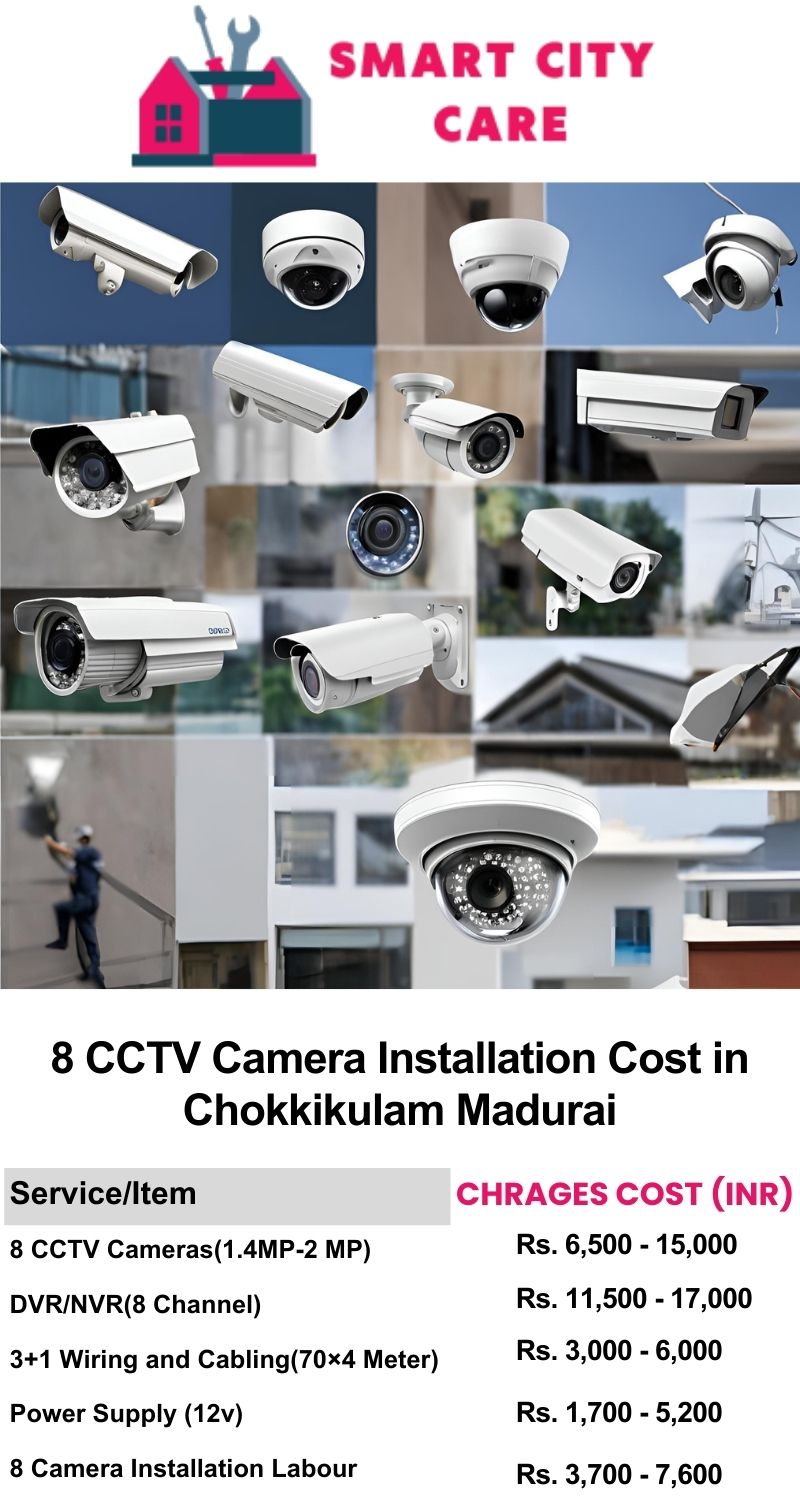 8 CCTV camera installation cost list in  Madurai, Chokkikulam