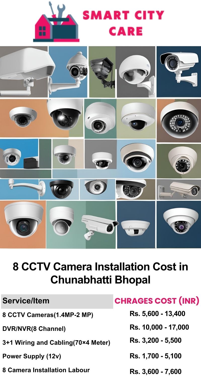 8 CCTV camera installation cost list in  Bhopal, Chunabhatti