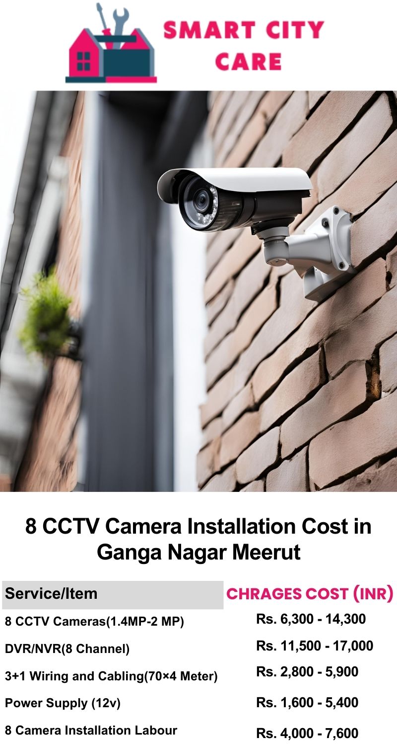 8 CCTV camera installation cost list in Meerut, Ganga Nagar