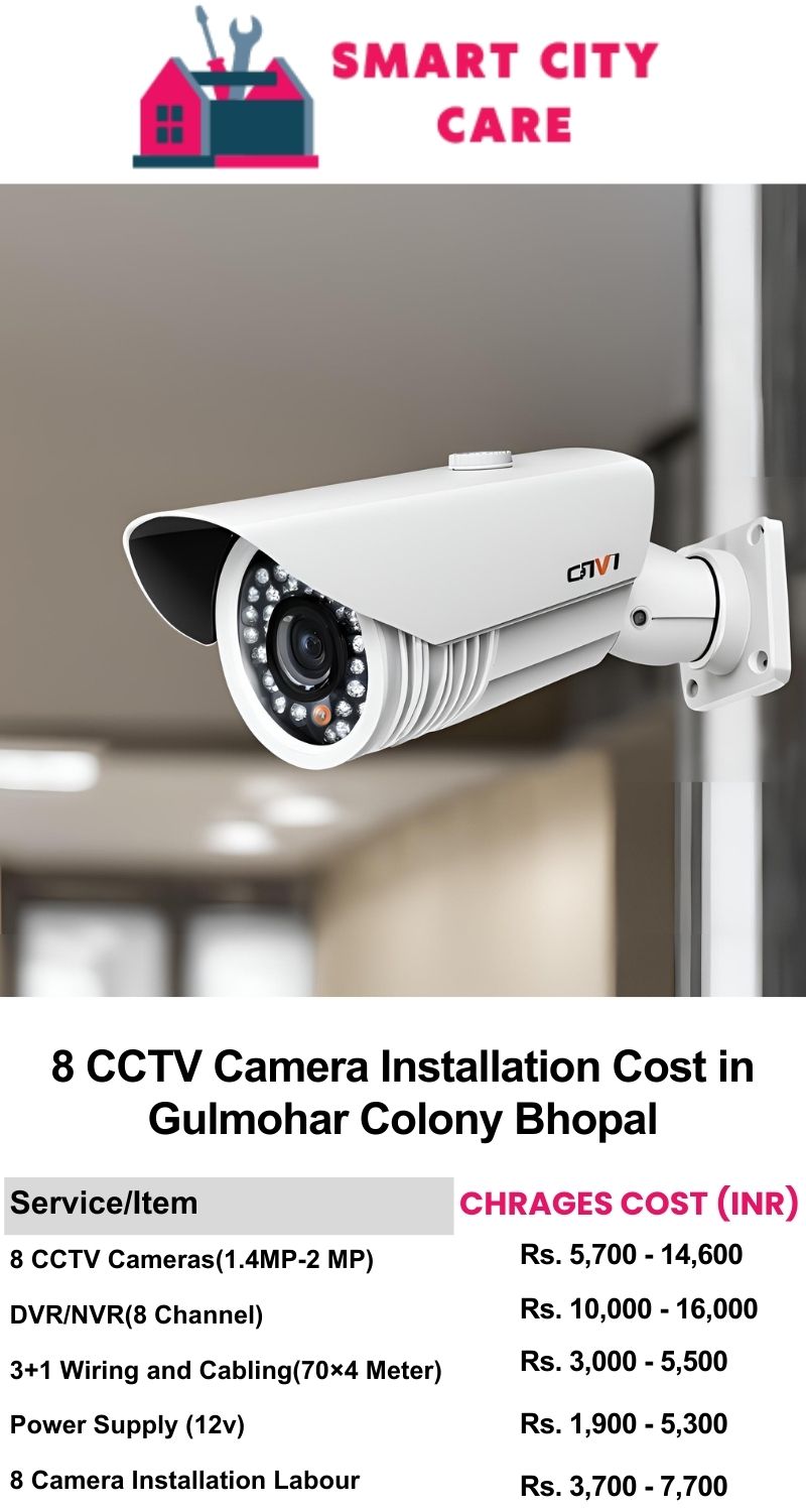 8 CCTV camera installation cost list in  Bhopal, Gulmohar Colony