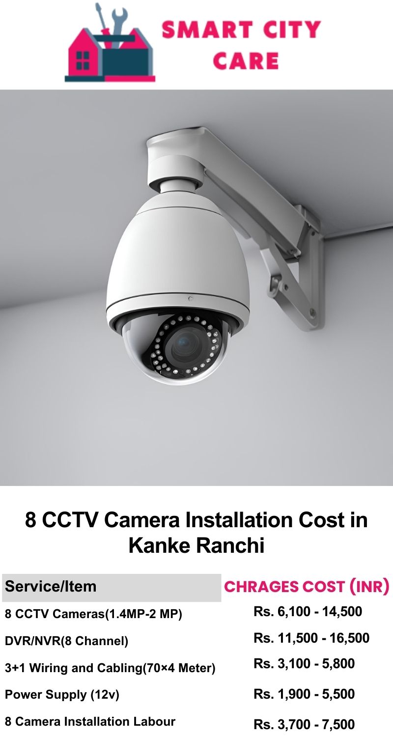 8 CCTV camera installation cost list in  Ranchi, Kanke