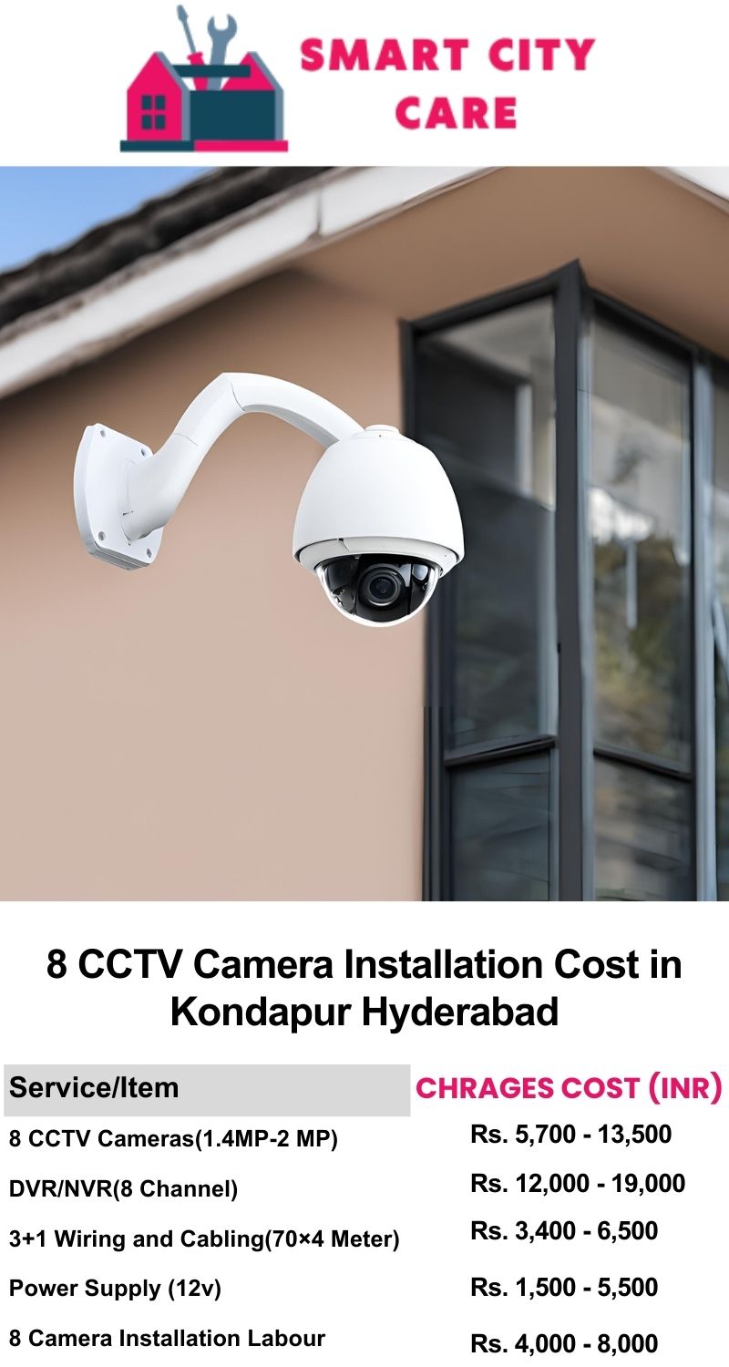 8 CCTV camera installation cost list in  Hyderabad, Kondapur