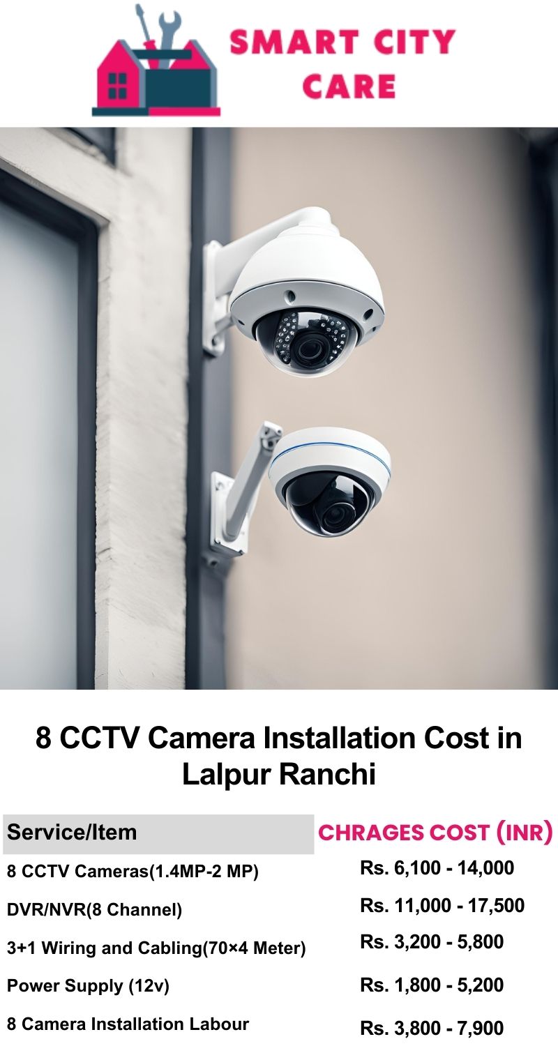 8 CCTV camera installation cost list in  Ranchi, Lalpur