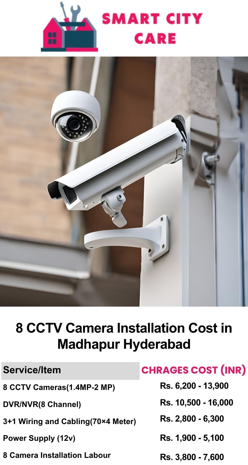 8 CCTV camera installation cost list in  Hyderabad, Madhapur