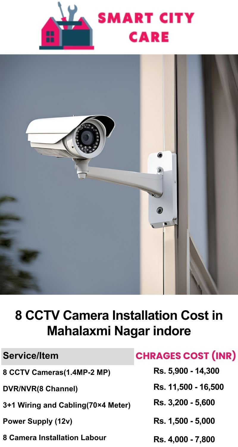 8 CCTV camera installation cost list in  Indore, Mahalaxmi Nagar