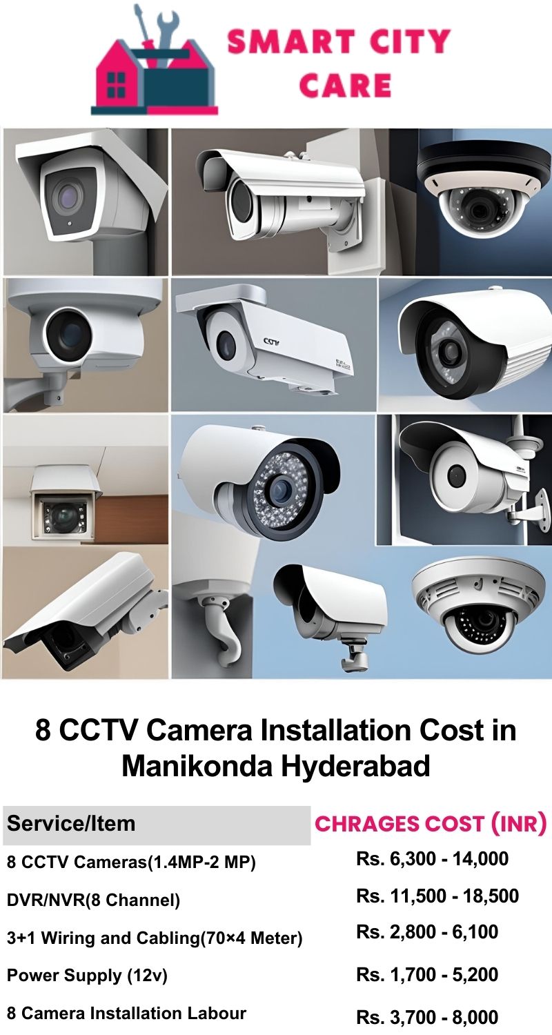 8 CCTV camera installation cost list in  Hyderabad, Manikonda