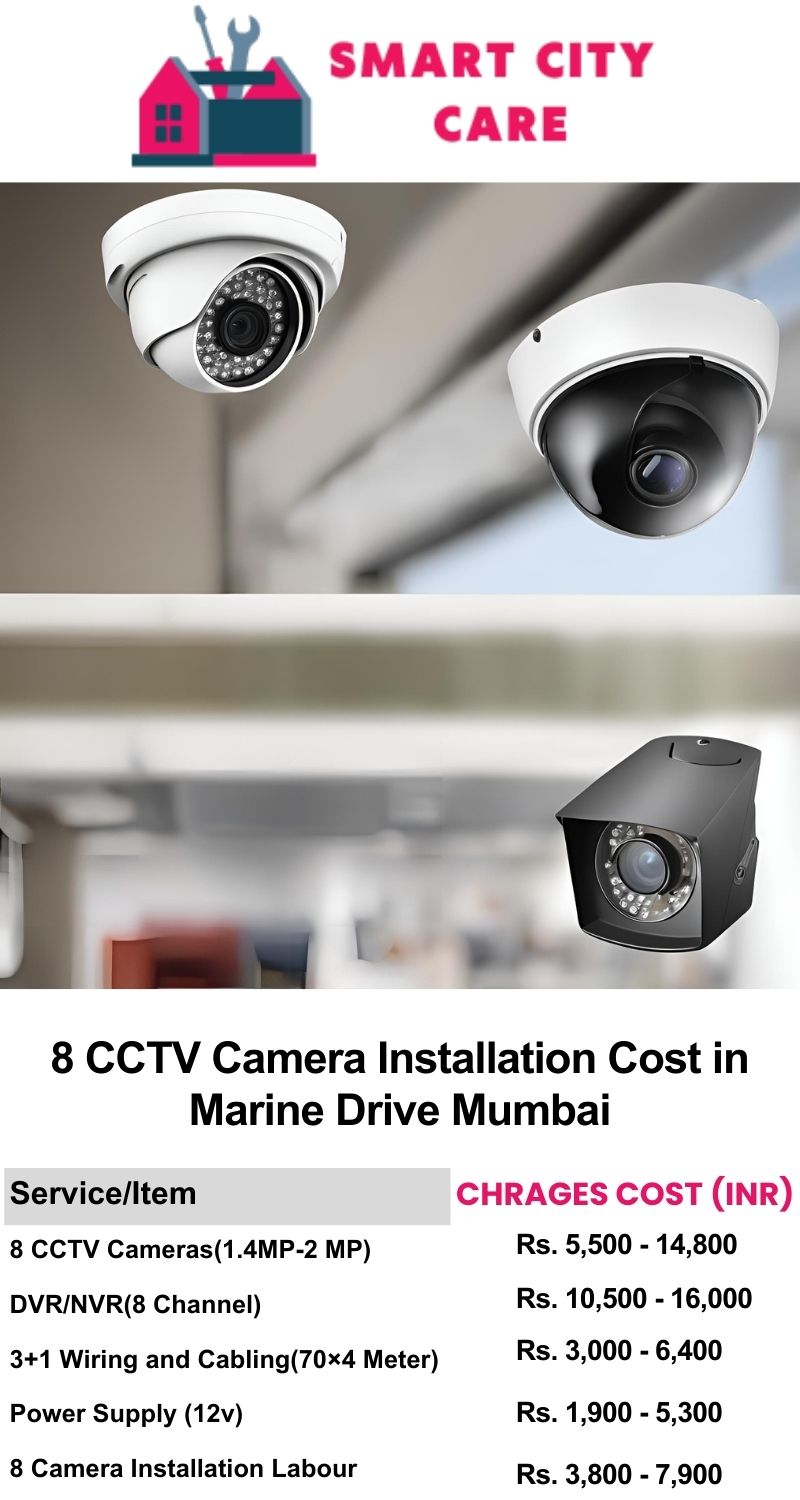 8 CCTV camera installation cost list in  Mumbai, Marine Drive