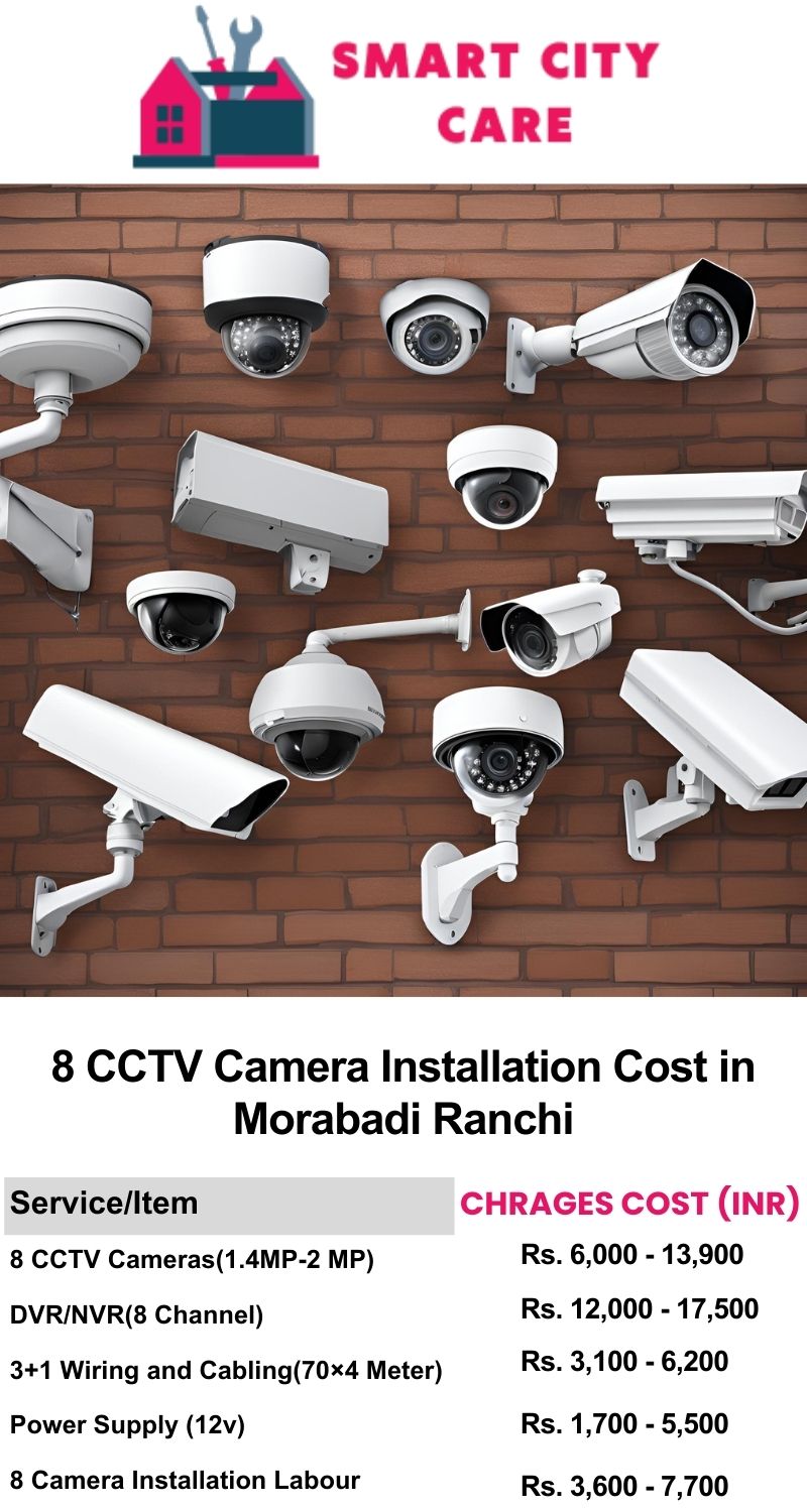 8 CCTV camera installation cost list in  Ranchi, Morabadi