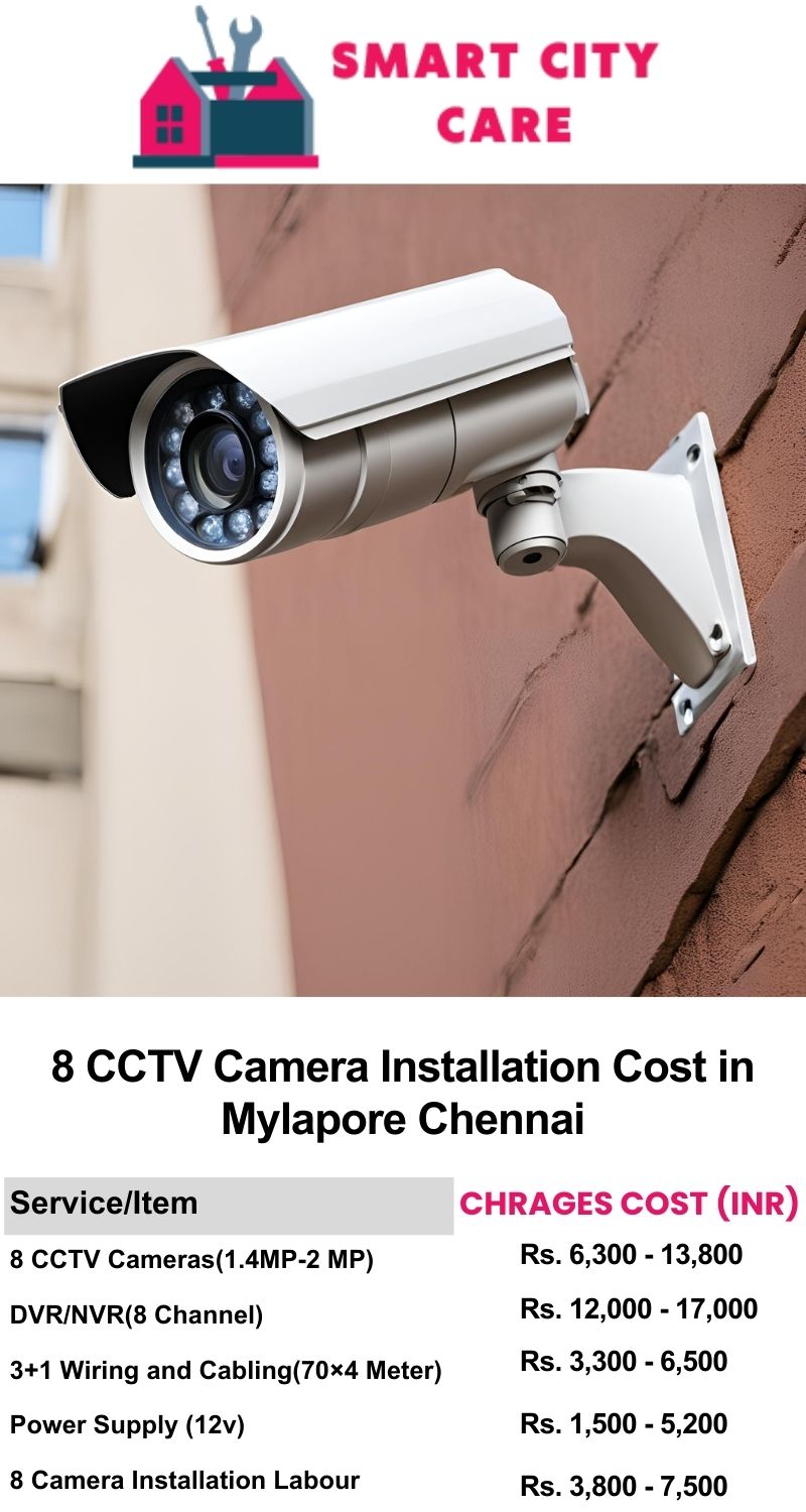 8 CCTV camera installation cost list in  Chennai, Mylapore