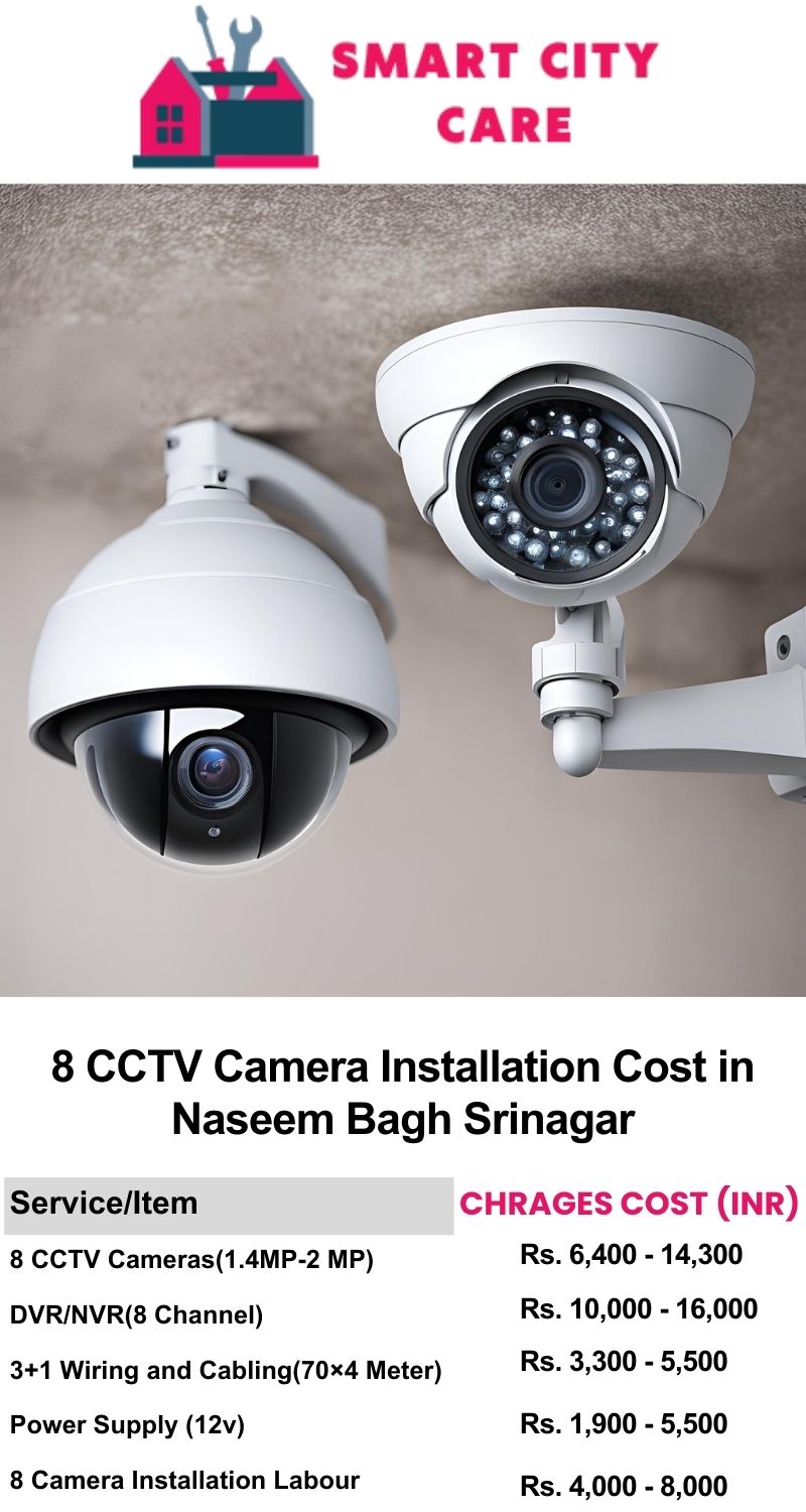 8 CCTV camera installation cost list in  Srinagar, Naseem Bagh